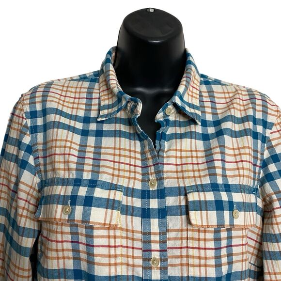 LL Bean Signature Flannel Shirt Womens M Plaid Cabincore Outdoor Lightweight - Picture 5 of 12